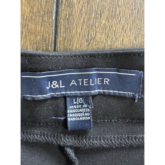 J&L ATELIER Womens Size Large Black pull on pants stretch waistband Cropped - Picture 5 of 5